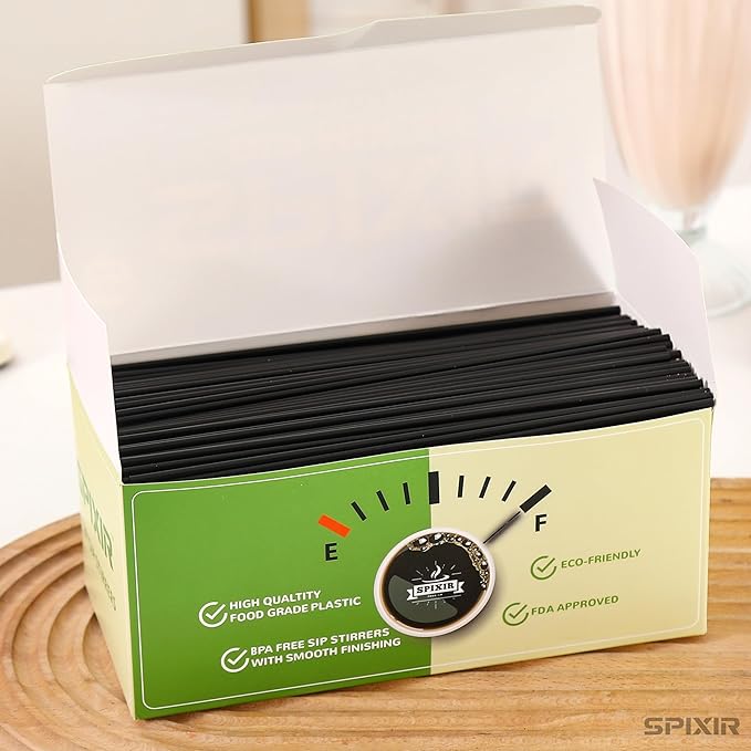 Coffee Stirres, Disposable 7.87-inch Drinking Straws or Coffee-Stirs, 2000pcs Black Straws CoffeeBar Accessories or Cocktail Straws