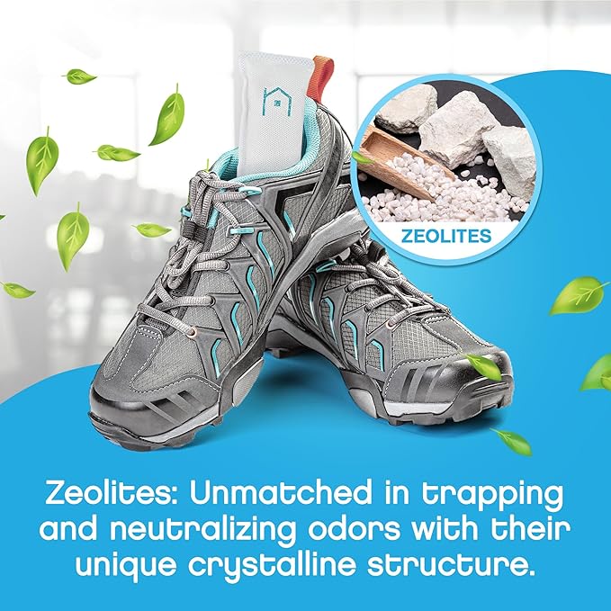 NonScents Shoe & Refrigerator Deodorizer Bundle - 4 Pack (8 Count) Shoe Odor Eliminator & 2 Refrigerator Deodorizer - Powerful, Reusable Odor Absorbers for Shoes, Fridge, Closets - Unscented Freshness