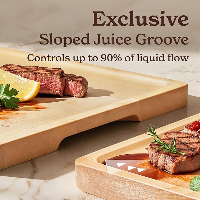 SMIRLY Bamboo Wooden Cutting Boards for Kitchen, Set of 3 Large - Small, Bamboo Wood Cutting Board Set with Deep Juice Grooves, Non Toxic Serving Tray, Perfect Mother's Day Gifts