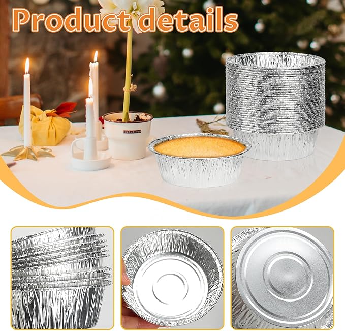 200 Pack 4" Round Tart Pie Foil Pans Disposable Pans Aluminum Foil Tart & Pie Tins Pans for Baking,Cooking,Storage or Reheating