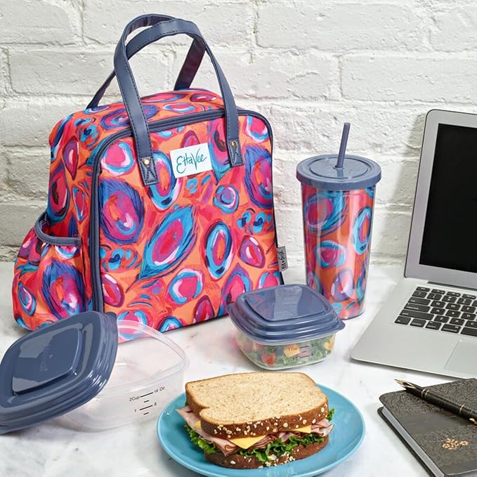 Fit & Fresh Lunch Bag For Women, Insulated Womens Lunch Bag For Work, Leakproof & Stain-Resistant Large Lunch Box For Women With Containers, Tumbler and Ice Pack, Zipper Closure Wichita Bag Peacock