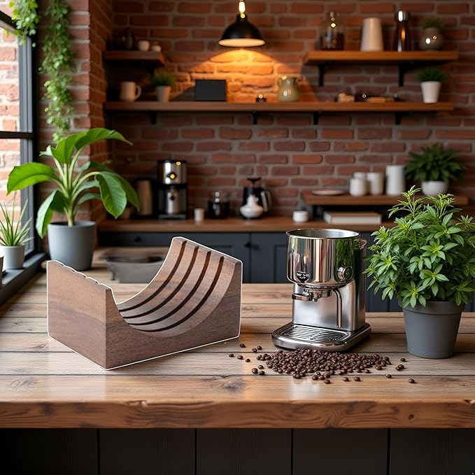 Espresso-Puck Screen Walnut-Stand Coffee Reusable Filter for Espresso-Portafilter Holder Wooden-Stand for 51/53/58mm Coffee Filter Screen Holder Coffee Machine Part Accessories