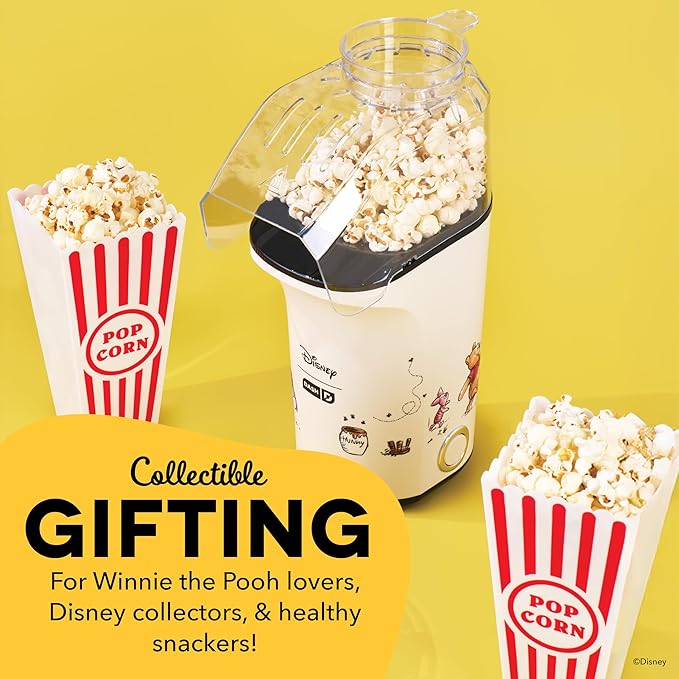 Disney Dash Fresh Pop Popcorn Maker - Oil-Free, Air Popcorn Popper - With Measuring Cup & Recipe Guide - Perfect for Movie Nights - 16 Cups, Winnie the Pooh