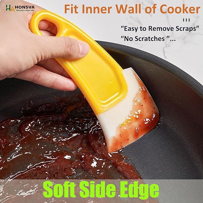 Silicone Dish Scraper to Kitchen Cleaning for Pans, Pots, Bowls, Non-stick Scraping Spatulas Tool,3 Pcs (Yellow, Green and Red)
