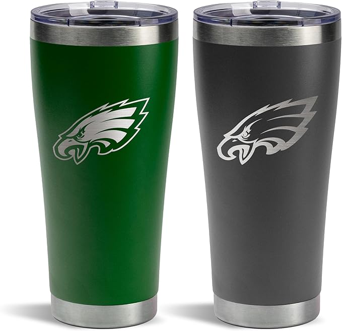The Memory Company Officially Licenced NFL 30OZ Tumbler Set - 2-Pack Home & Away Stainless Steel Insulated Tumblers with Straws, Double Wall Vacuum Sealed Football Fan Drinkware