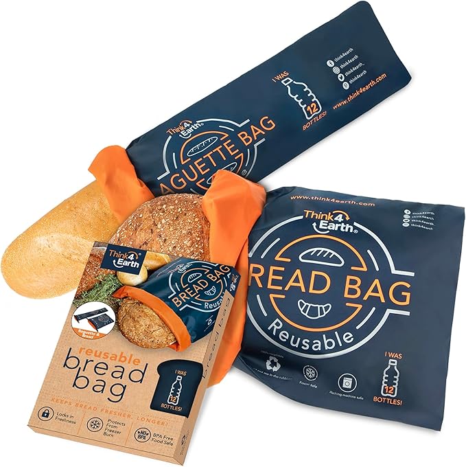 THINK4EARTH® - Large Bread and Baguette Bags (Dark Blue, Bread & Baguette Set)