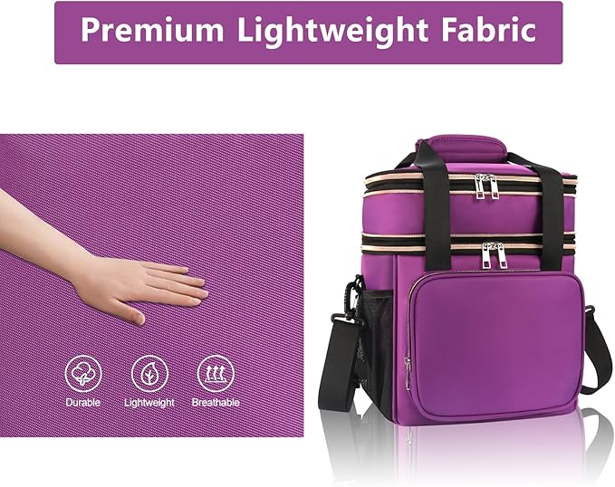 GLENKEY Versatile Lunch Box Cooler Bag - Expandable Insulated Lunch Bag Tote for Women - Large Lunchbox for Adults Work Office Outside Trips Purple 16L