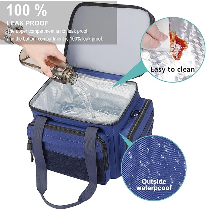Gafetrey Large Lunch Box Bag for Men - Tactical Insulated Lunch Bag Adult - Thermal Lunchbox Leakproof Waterproof Cooler Bag for Work Office Camping Travel