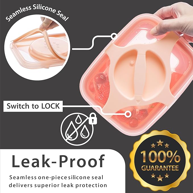 Adult Lunch Box 25.5oz 3 Cups Leakproof Salad and Meal Prep Container Twistlock Lid Reusable BPA-Free Microwave and Dishwasher Safe for Work Lunch (Pink)