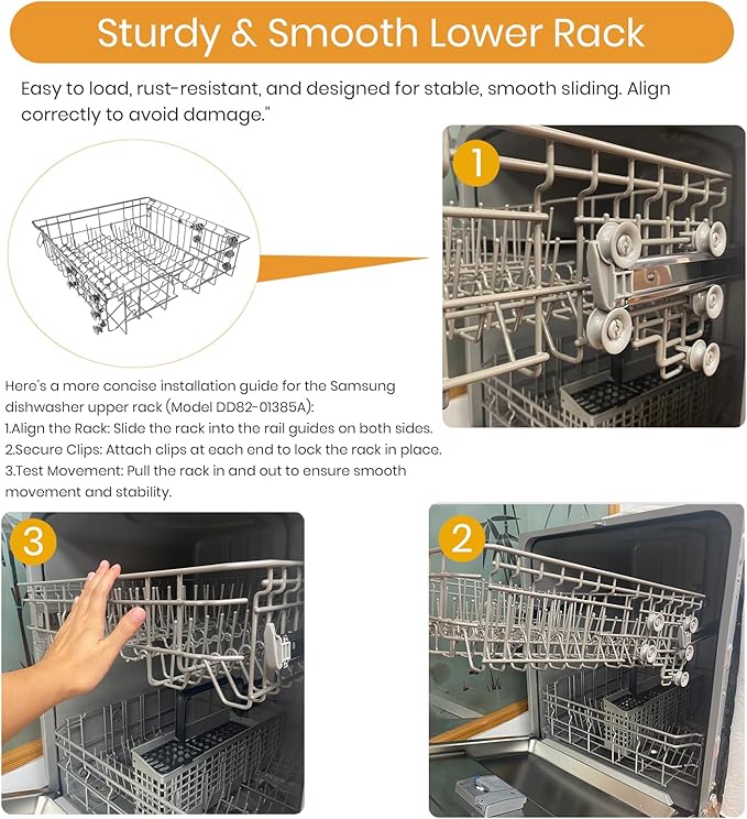【𝟮𝟬𝟮𝟲 𝙐𝙥𝙜𝙧𝙖𝙙𝙚𝙙】Dishwasher DD82-01385B A/S Assembly-Middle Dishrack (20.5''W*20''D), Center Dishrack (With Dishrack Rollers) - Fit for Samsung Dishwasher Parts DW80R2031/DW80M2020US Series