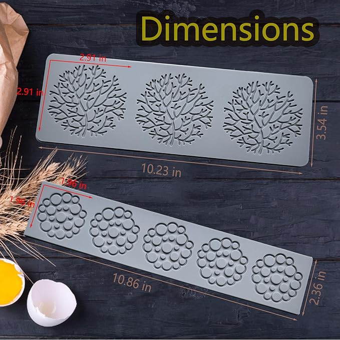 4PCS Tuile Molds Silicone,Acxydm Leaf Silicone Mold Bubble Fondant Mold,Lace Molds for Cake Decorating,3D Leaf Bubble Candy Chocolate Mold for Baking,Sugar Craft,Cupcake,Polymer Clay