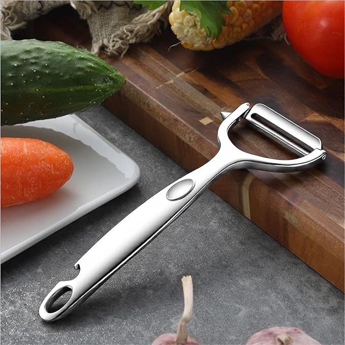 Premium Vegetable Peeler, Y Shaped Super Sharp, Stainless Steel, Bottle Opener, Hanging Hole, Potato Eye Remover, Non-Slip Handle Slicer for Apple Carrot