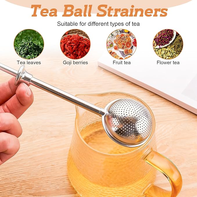 Tea Ball Tea Infuser for Loose Leaf Tea, Stainless Steel Tea Strainers Loose Leaf Tea Steeper with Retractable Long Handle, Fine Mesh Tea Diffusers Filters Reusable Tea Accessories for Tea Lovers