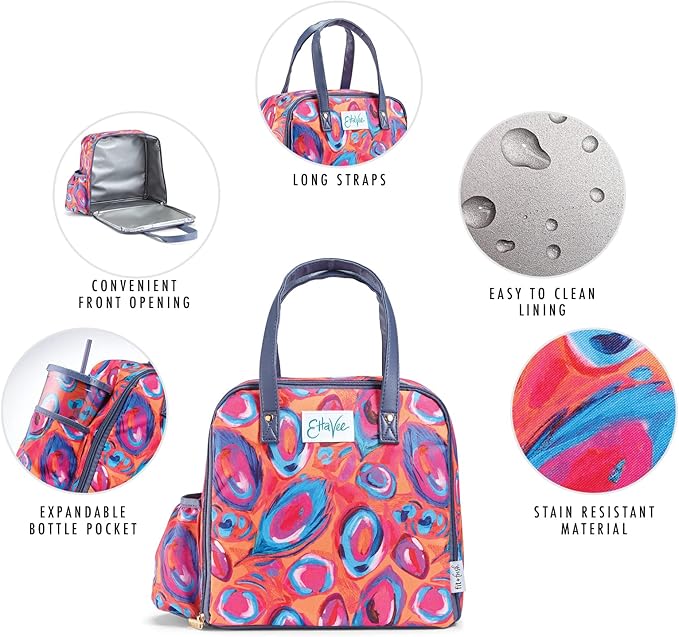 Fit & Fresh Lunch Bag For Women, Insulated Womens Lunch Bag For Work, Leakproof & Stain-Resistant Large Lunch Box For Women With Containers, Tumbler and Ice Pack, Zipper Closure Wichita Bag Peacock