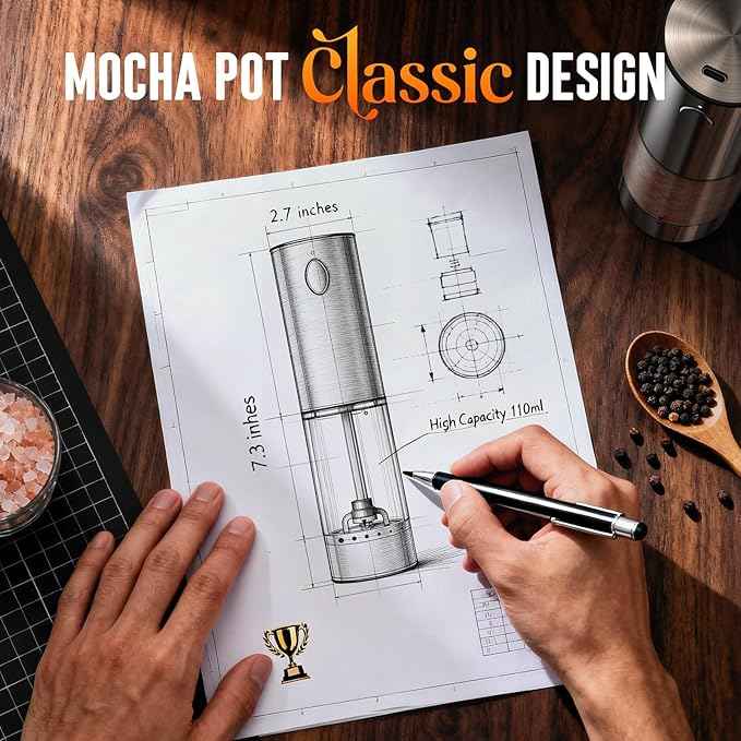 Electric Salt and Pepper Grinder Set – Rechargeable Automatic Salt and Pepper Shaker with 6 Adjustable Coarseness, Large-Capacity Pepper Mill Kitchen Appliances and Home Essentials Gifts for Women