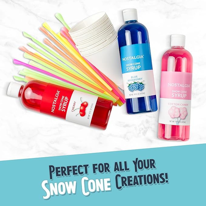 Nostalgia Retro Snow Cone Machine – Single-Serve Countertop Size – Shaved Ice Maker for Snow Cones, Slushies, & Hawaiian Ice - Includes Reusable Plastic Cup – Aqua