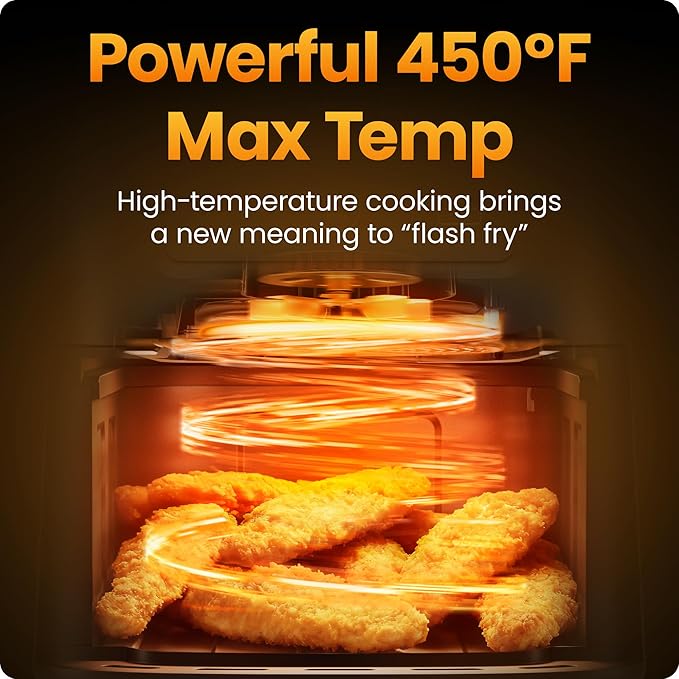 Chefman Air Fryer – 4-in-1 Slim 3.5 QT Airfryer, Air Fry, Bake, Dehydrate, Frozen, 450°F Max Temp for Extra Crispy Results in Minutes, Nonstick Ceramic Coating, Dishwasher-Safe Accessories - Black