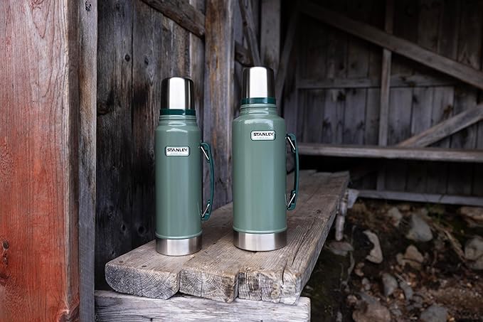 Stanley Heritage Classic Vacuum Bottle with Handle 1.1 qt | Wide Mouth with Leakproof Cup Lid | Keep Drinks Hot or Cold for Travel | Insulated Stainless Steel Thermos | BPA-Free | (Pack of 3)