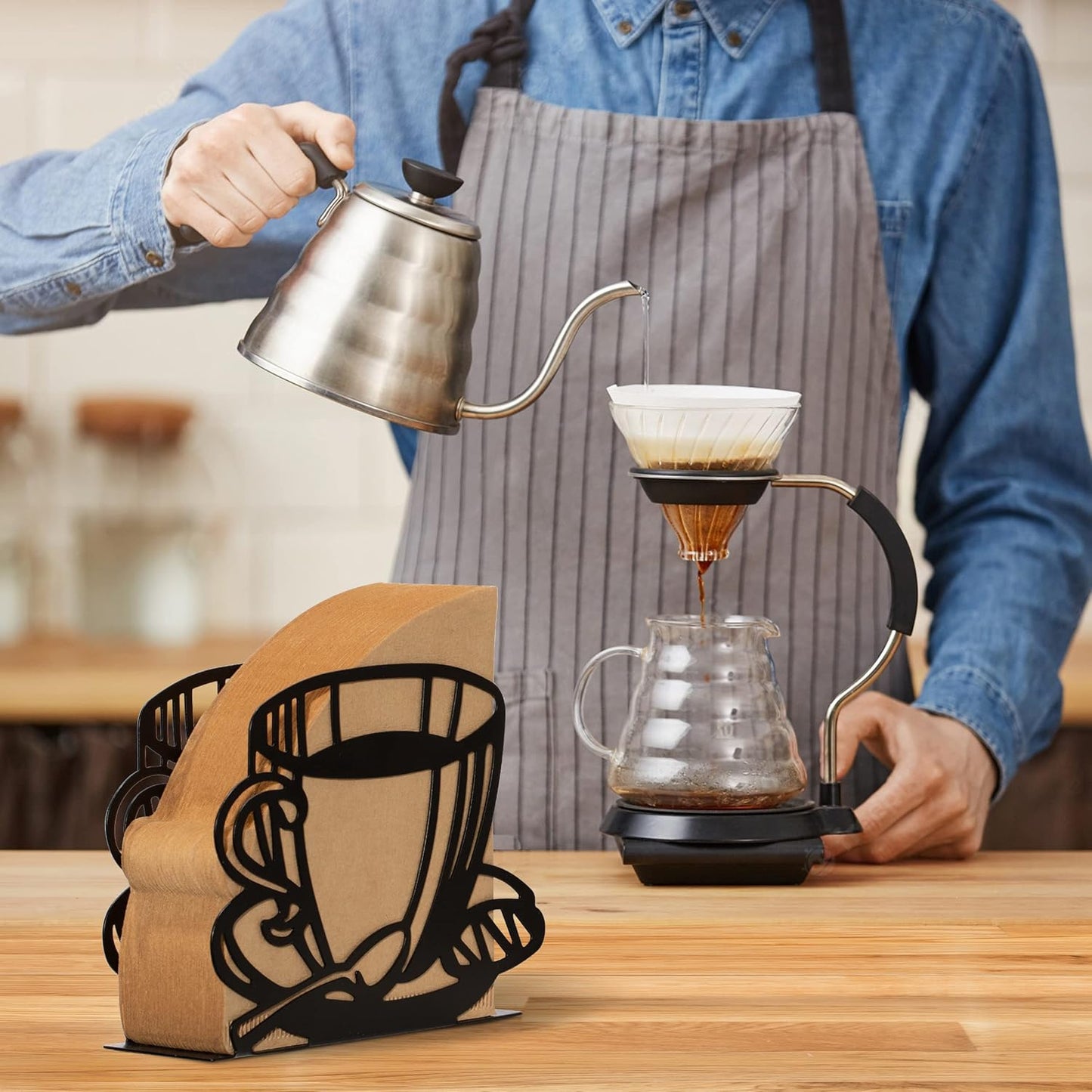 1 PCS Coffee Filter Holder,Coffee Paper Storage Rack Coffee Filter Paper Container Stand for Fan-shaped,T-shaped,Square-shaped Over Paper Filters,Good for Home Kitchen Restaurant Picnic Party wedding