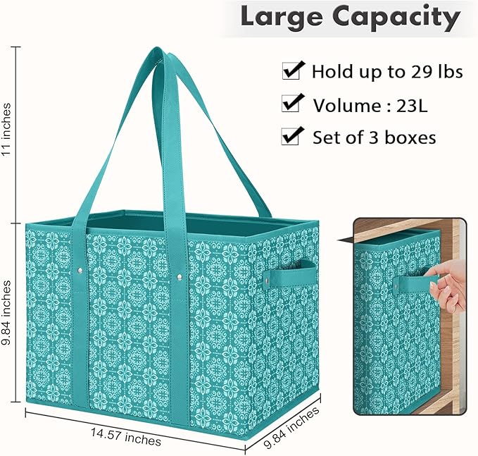 WISELIFE Reusable Grocery Bags [2 Pack],Large Grocery Tote Bag Water Resistant Shopping Bags Foldable Grocery Bag for Clothes,Shoes and Picnic,Green
