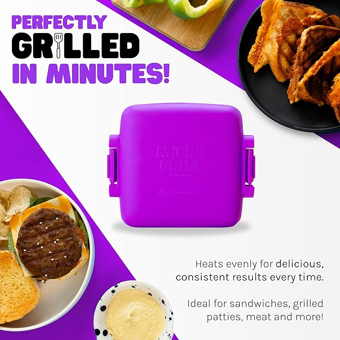 Classic™ Microwave Sandwich Maker, Microwave Grill, Toaster, 3 Minute Grilled Cheese Sandwich Maker, Thick Silicone Cover, Safe Food Grade, Panini Press, Dishwasher Safe (Purple, Regular)
