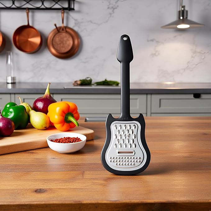 Handheld Cheese Grater, Stainless Steel Shredder with Handle Multi-Functional Guitar Shaped Kitchen Slicer Grater Zester for Vegetables, Fruit, Salad, Cheese Graters