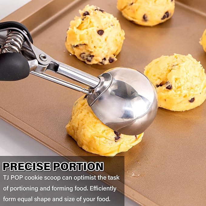 Large Cookie Scoop 3 Tbsp, Professional Stainless Steel Ice Cream Scoop 50mm, Cupcake Scoop Muffin Scoop for Baking, Good Soft Grips, Quick Trigger Release, 45ml (3 Tablespoon)