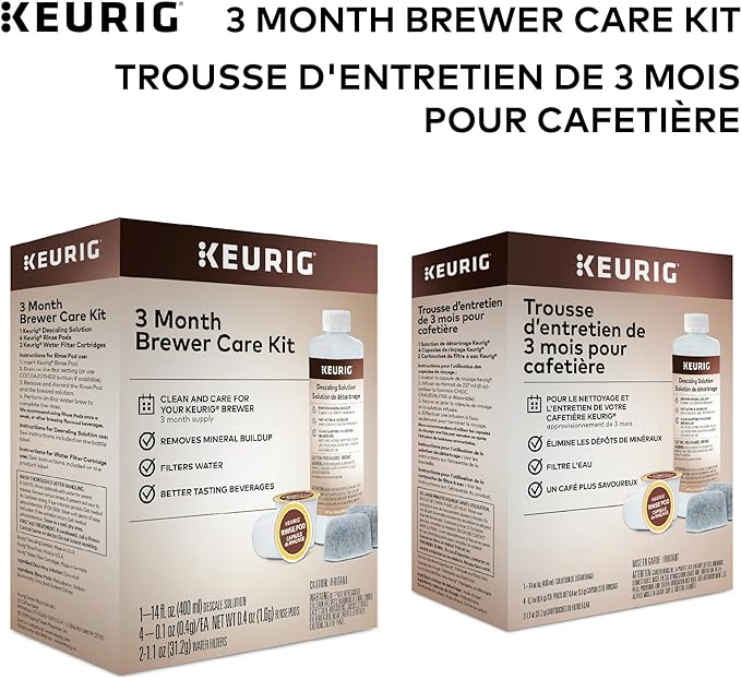 Keurig K-Mini Single Serve Coffee Maker & 3-Month Brewer Maintenance Kit Includes Descaling Solution, Water Filter Cartridges & Rinse Pods, Compatible Classic/1.0 & 2.0 K-Cup Coffee Makers, 7 Count