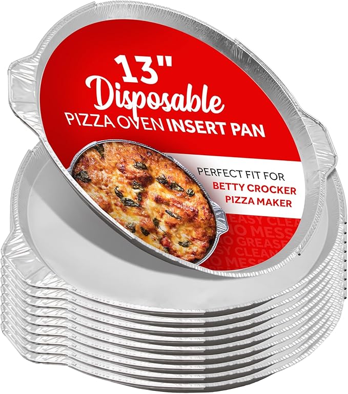 12" Pizza Oven Insert Pan (5-Pack) - Disposable Aluminum Liner for Countertop Pizza Makers, Fits Betty Crocker Pizza Maker, Piezano & More