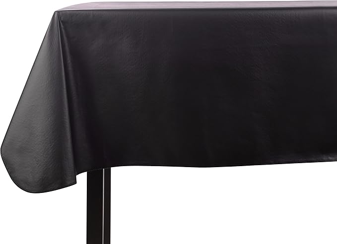 Yourtablecloth Heavy Duty Vinyl Rectangle or Square Tablecloth – 6 Gauge Heavy Duty Tablecloth – Flannel Backed – Wipeable Tablecloth with Vivid Colors & Many Sizes 52 x 70 Black