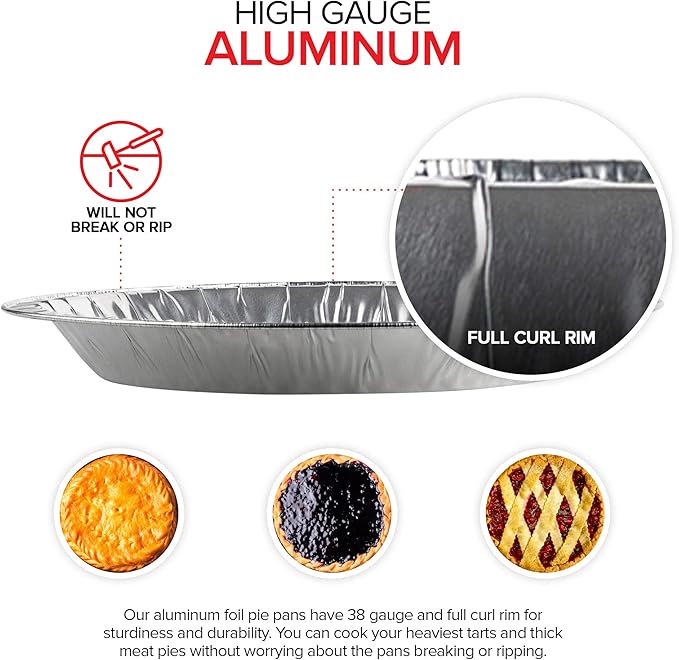 Stock Your Home 9 Inch Aluminum Tart Pie Pans (10 Count) - Disposable & Recyclable Large Pie Pan - Foil Pie Tin for Bakeries, Cafes, Restaurants - Durable Large Foil Pans for Pies, Fruit Tarts, Quiche