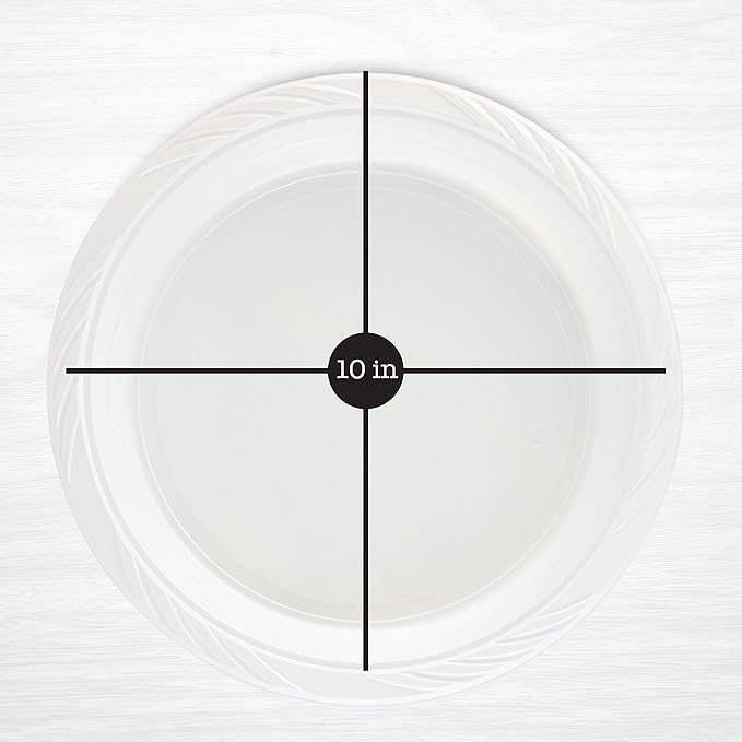 PLASTICPRO 400 Count Disposable 10 Inch White Plastic Dinner Plates Extra Large