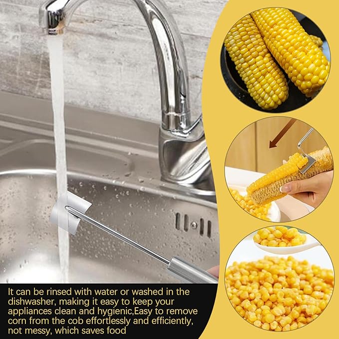 2 Pack Corn Peeler, Stainless steel corn stripping tool, Corn on The Cob Remover, Corn Stripper for Corn on the Cob,Quickly Shucking Corn Kernel Remover Tool, 9.8Inch