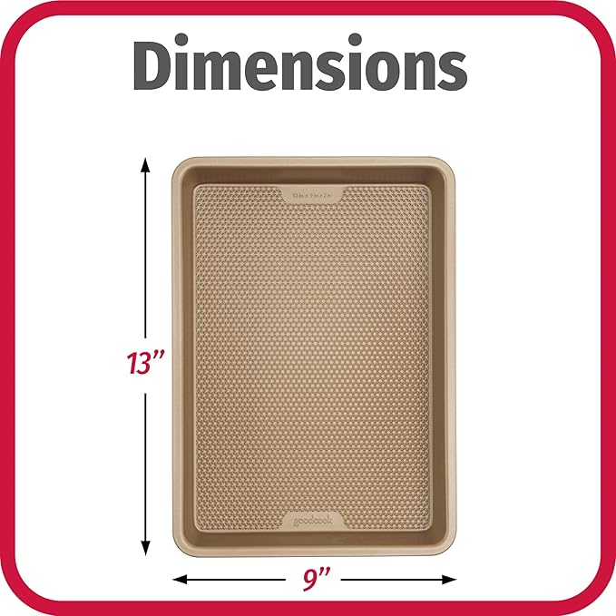 GoodCook BestBake Nonstick Bronze 9" x 13" Oblong Baking Pan, Textured Carbon Steel, Scratch-Resistant, Non-Toxic Cake Pan, 13x9 Bakeware, Durable Oven Pan for Even Heating and Easy Cleanup