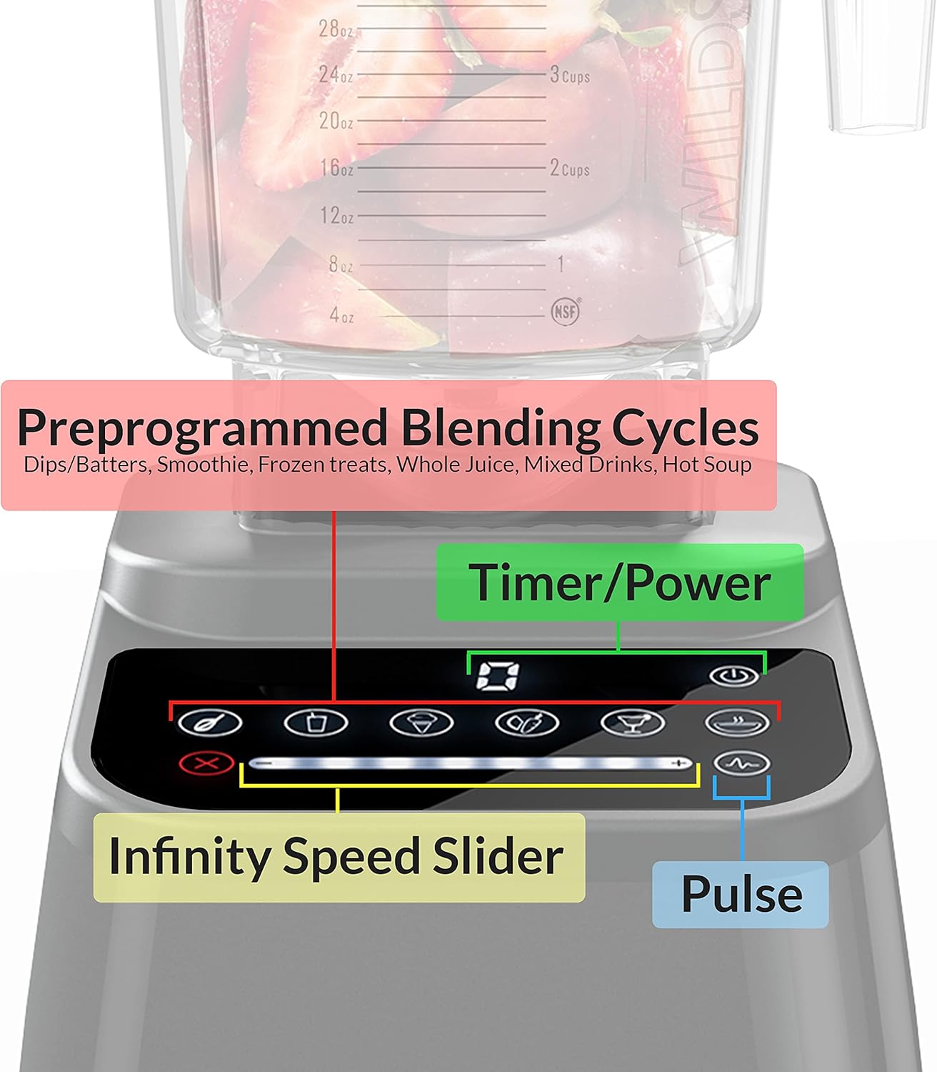 Blendtec Original Designer Series Blender and 90 Oz WildSide+ Jar - Kitchen Blender Bundle - Stainless Steel