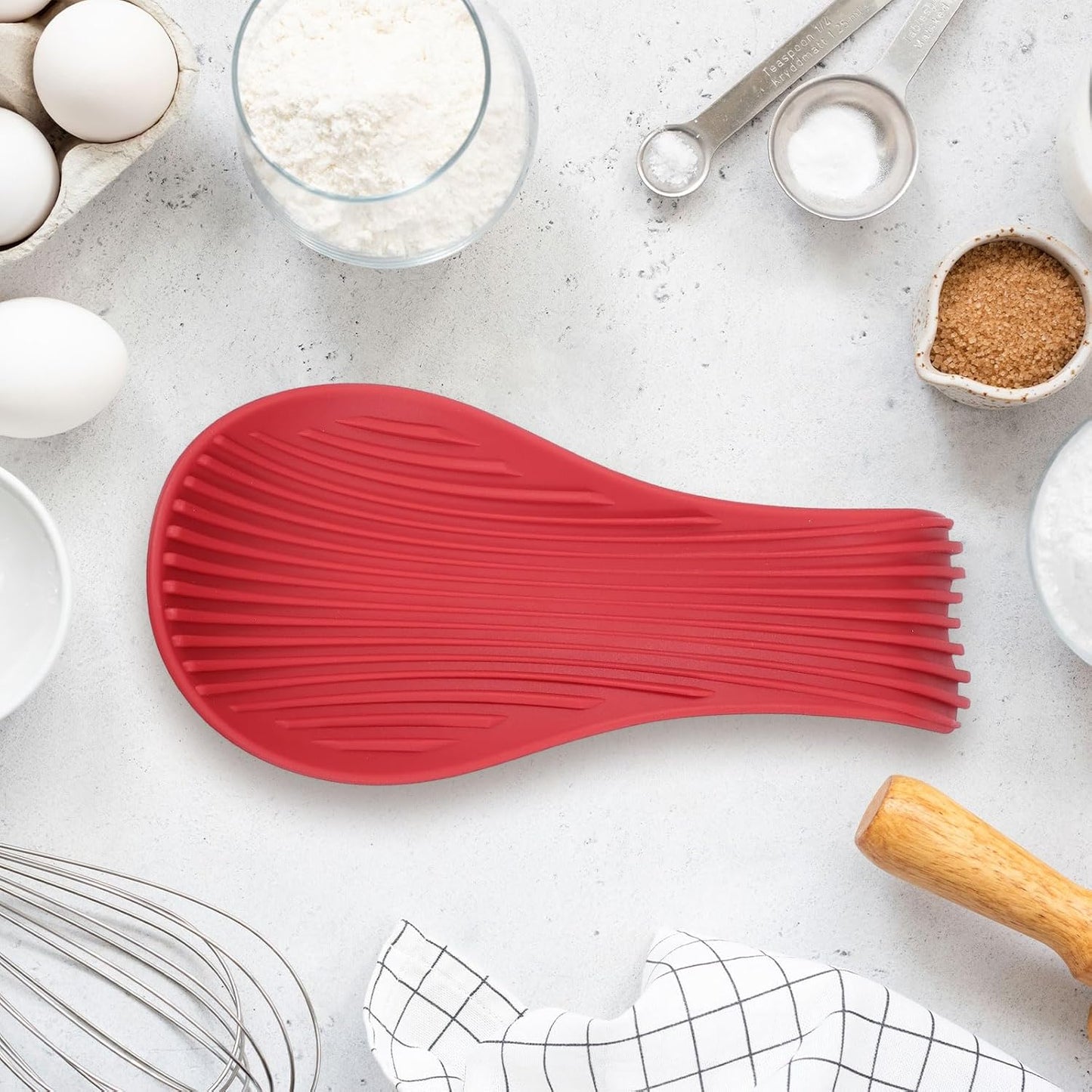 uxcell 1 Set Silicone Spoon Rest for Stove Top, Silicone Spoon Holder for Cooking Spatula, Ladle, Brush Grey/Dark Blue