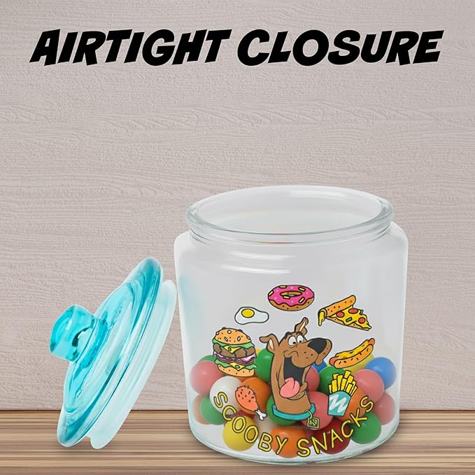Silver Buffalo Scooby Doo Scooby Snacks Glass Cookie Snack Candy Jar with Lid (Small)