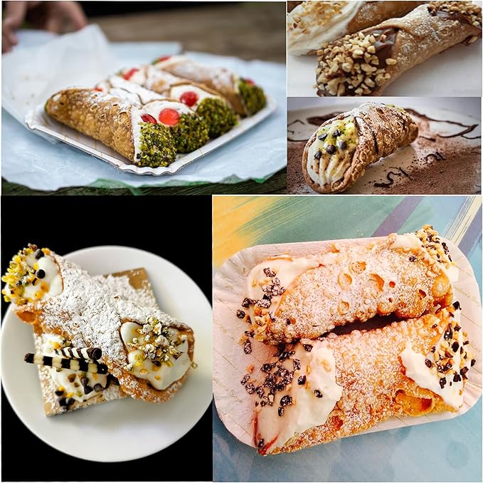 Alovexiong Non-stick Cannoli Tubes Molds 6pcs Cream Horn Molds Stainless Steel 4.92 inch Large Cannoli Molds Kit Baking Tubes Cones Pastry Roll Cream Roll Horn Croissant Mold Diagonal Shaped