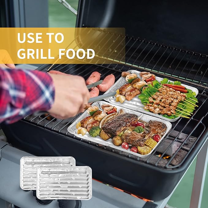 40 Pack Disposable Aluminum Broiler Pan 13 x 9 x 1 inch Aluminum Foil Grill Pans, Disposable Foil Baking Sheet Pans for Oven, Baking, BBQ, Takeout