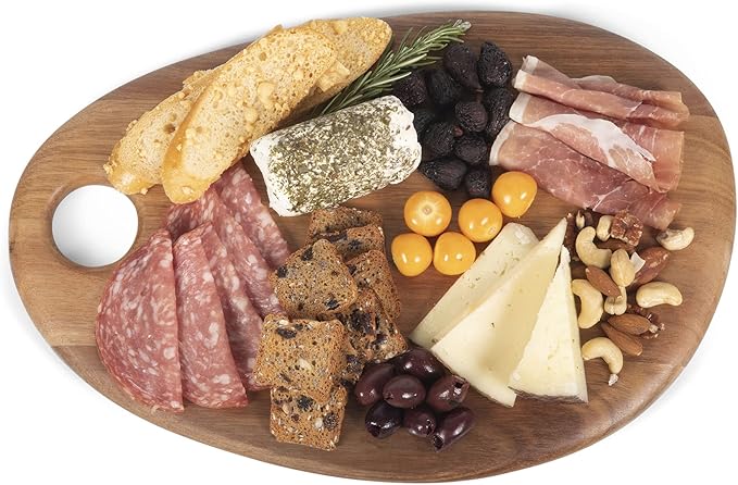 PICNIC TIME NCAA Washington & Lee Generals Pebble Acacia Charcuterie Board 18" x 15", Cheese Board, Wood Serving Platter, (Natural Acacia)