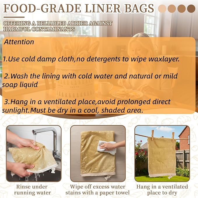 Reusable Beeswax Bread Bags-17"x13" Large Bread Bags for Sourdough & Homemade Cloth BreadBags Keeps Fresh Longer 2Pack (Tree Patterns) | Tree Pattern, Beeswax keep fresh, Large Size, Zipper, Snap-On