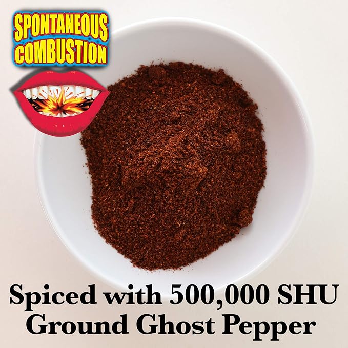 Spontaneous Combustion Ghost Pepper Microwave Popcorn Bags - 6 Pack - Ultimate Spicy Gourmet Popcorn - Perfect Hot Movie Theater Popcorn for Home - Try if you dare!