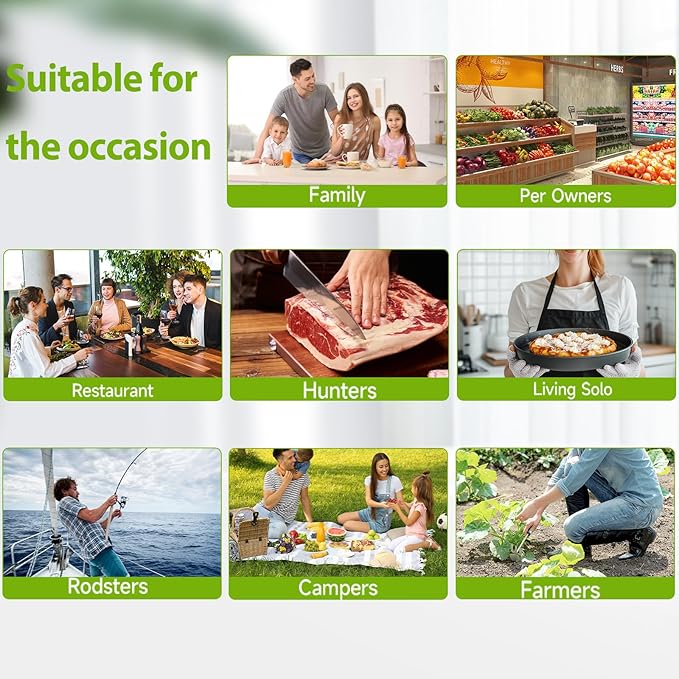 Food Sealer Vacuum Sealer-Tempered Glass Stainless Steel panel, LED Touch Control, Digital Display, Pulse/Moist/Dry/Seal/External Suction Modes, Includes 30 Vacuum Bags & Built-in Cutter (Black Gray)
