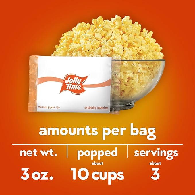Jolly Time Jalapeño Butter, Microwave Popcorn with Just the Right Heat, 3oz Sharing Bag, 6 Bags Per Carton (Jalapeño Butter, 3 Ounce (Pack of 36))