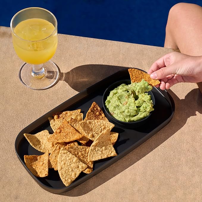 madesmart dipware Small Serving Plate, Collapsible & Removable Dip Bowl for Salsa, Queso, Salad, Olives, Premium Dishwasher & Microwave Safe, Multipurpose Plate & Bowl, Carbon