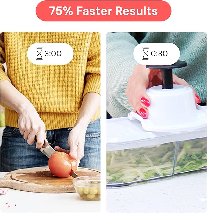 Fullstar Mandoline Slicer for Kitchen - Vegetable Chopper, Onion Potato Food Veggie Fruit Slicer and Cutter with Container, Kitchen Gadgets & Gifts, Home Essentials (6-in-1, Black)