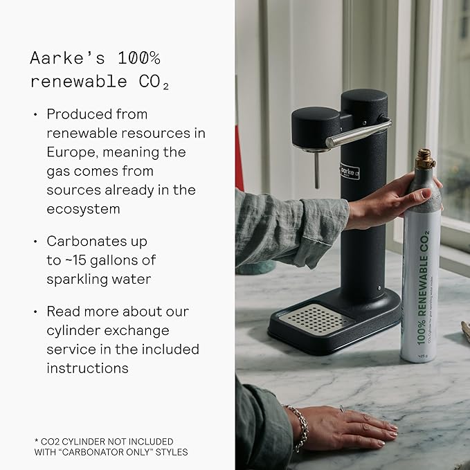 Aarke Carbonator lll, Sparkling & Carbonation Water Machine, Stainless Steel with PET BPA-Free Reusable Bottle Volume 1L/34 fl oz (Matte White)