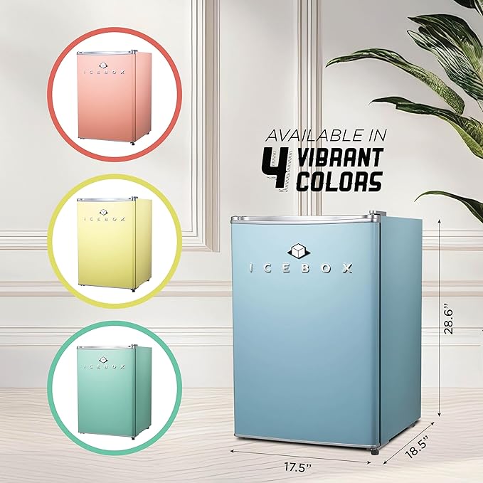 ICEBOX 2.5 Cu. Ft. Compact Refrigerator, ENERGY STAR Certified Small Refrigerator, Single Door Mini Fridge with Chiller Compartment, R600a Refrigerant, IBCR25SLT, Slate Blue