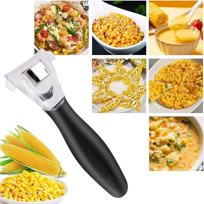 Corn Peeler, Corn Cob Stripper with Ergonomic Handle, Corn on the Cob Remover Corn Kernel Cutter #1114
