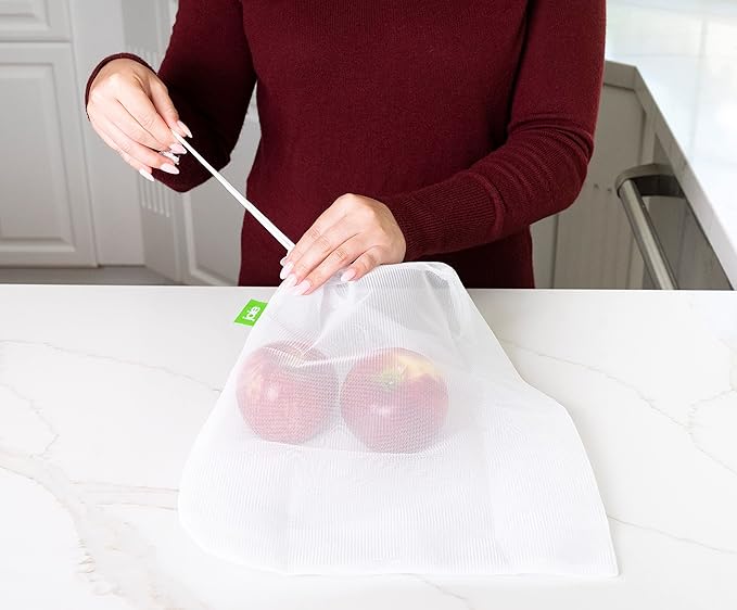 Joie Reusable Produce Bags 5pc Set, Sustainable, Nylon, Mesh, Machine Washable, Eco-Friendly, 5.5 x 6 inches